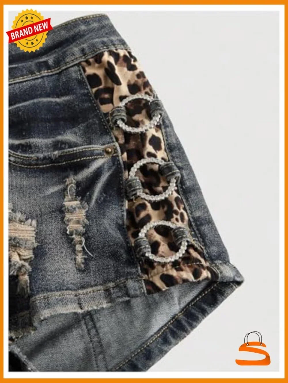 Y2K Cheetah Print Low Rise Distressed Jean Shorts